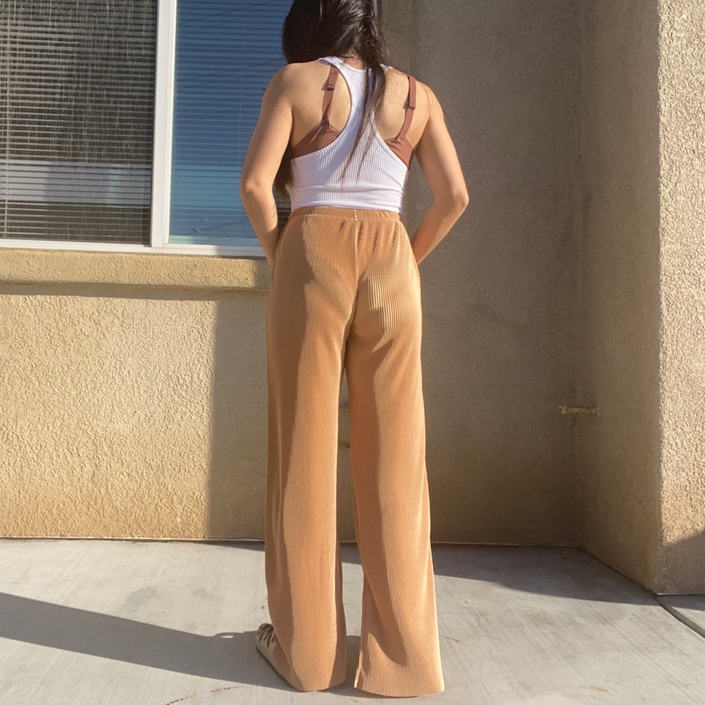 Wayf High Rise Golden Ribbed Wide Leg Pants Size XS - Picture 4 of 4